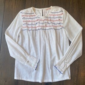 Banjanan white ruffle blouse medium